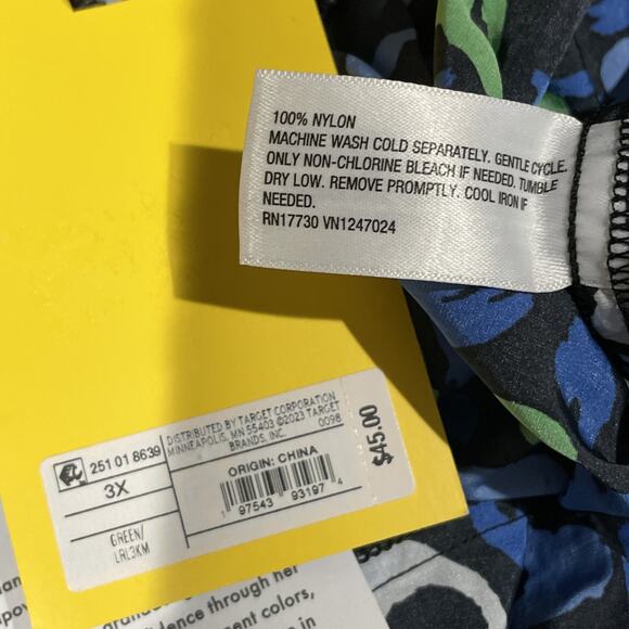 Diane Von Furstenberg Target Blue Green Nylon Jazz Dot Zip Up Jumpsuit 3X NWT - Picture 7 of 7